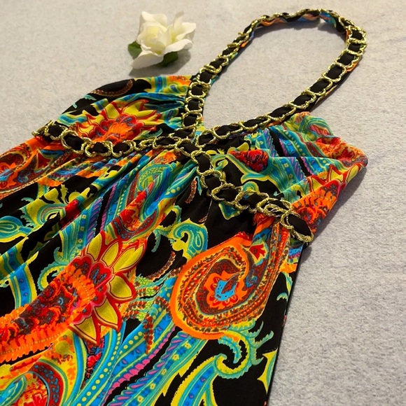 INC Women’s Halter Top Gold Trim Size P - Picture 5 of 7